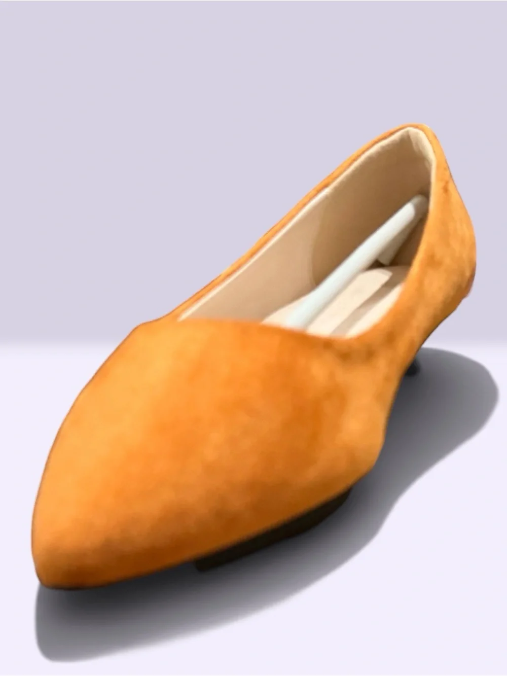 Pointed Toe Orange Suede Women's Flat